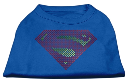 Super! Rhinestone Shirts Blue XL